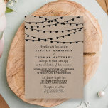 Invitation Collection de Mariages Rustic Kraft<br><div class="desc">Simple mais élégant, les lampes à cordes de la collection rustique Kraft mariage est un design époustouflant avec de belles lumières à cordes noires accrochées sur un arrière - plan à effet papier Kraft, qui est parfait pour toute célébration mariage rustique. Ces invitations peuvent être personnalisées pour votre occasion spéciale...</div>