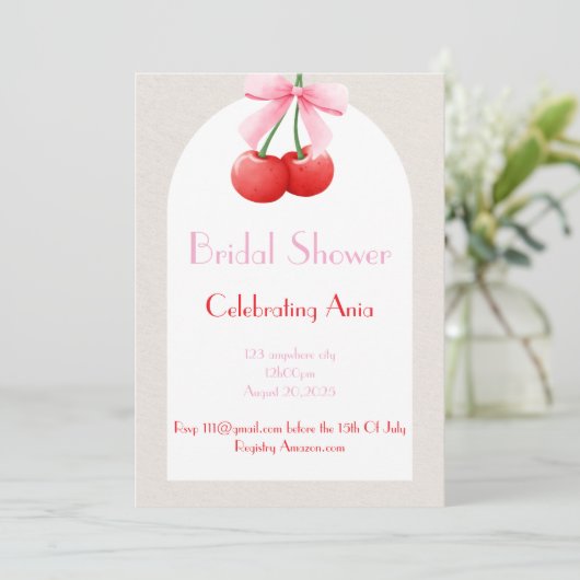 Invitation collection de nuptiale cerise rose (Debout devant)
