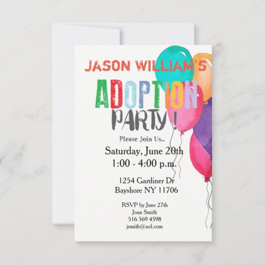 Invitation Collection de partie d'adoption (Devant)