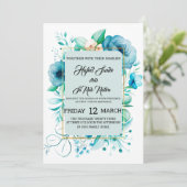 Invitation Collection de roses sauvages bleu poussiéreux aqua (Debout devant)