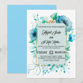 Invitation Collection de roses sauvages bleu poussiéreux aqua (Devant / Derrière)