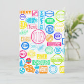 Invitation Collection de tampons Grunge couleur texte rétro (Debout devant)