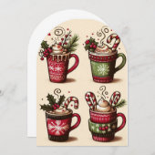 Invitation Collection de tasses à café festives, décoration d (Devant / Derrière)