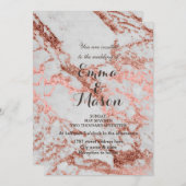 Invitation Collection élégante Rose or Mariage en marbre (Devant / Derrière)