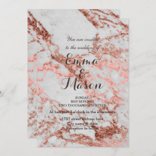 Invitation Collection élégante Rose or Mariage en marbre