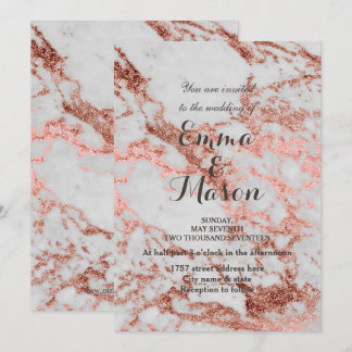 Invitation Collection élégante Rose or Mariage en marbre
