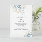 Invitation Collection Mariage Blanc (Imiter) Or Bleu (Debout devant)