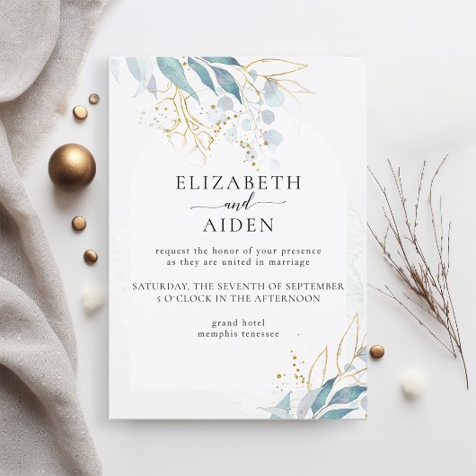 Invitation Collection Mariage Blanc (Imiter) Or Bleu