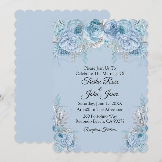 Invitation Collection Mariage bleu (Devant / Derrière)