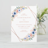 Invitation Collection Mariage bleu blanc Peach (Debout devant)