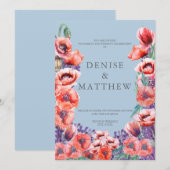 Invitation Collection Pavot avec fond bleu Omphalodes   (Devant / Derrière)