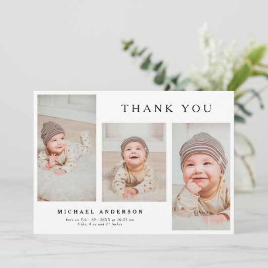 Invitation Collection photo moderne élégante Nouveau-né bébé (Debout devant)