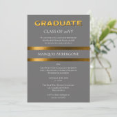 Invitation Collège Sleek | Gris Univ | Gold Graduation Party (Debout devant)