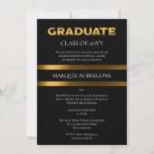 Invitation Collège Sleek | Noir Univ | Gold Graduation Party (Devant)