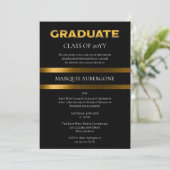 Invitation Collège Sleek | Noir Univ | Gold Graduation Party (Debout devant)