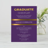 Invitation Collège Sleek | Univ Purple| Gold Graduation Party (Debout devant)
