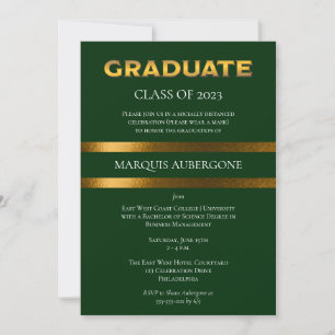 Invitation Collège Sleek   Vert Univ   Gold Graduation Party