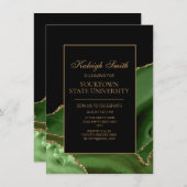 Invitation College Trunk Party Elegant Green Gold Marble (Devant / Derrière)