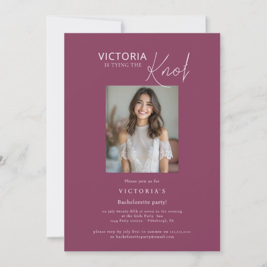 Invitation coller le noeud photo Bachelorette Party Invitatio (Devant)