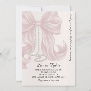 Invitation Collier de perles à nœud rose pour Baby Shower de 