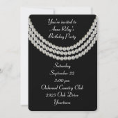 Invitation Collier de perles blanches Birthday Party sur fond (Devant)