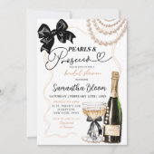 Invitation Collier de perles Coquette noire et Prosecco (Devant)