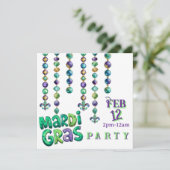 Invitation Collier de perles Mardi Gras (Debout devant)