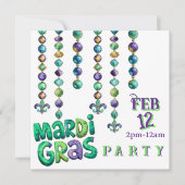 Invitation Collier de perles Mardi Gras (Devant)