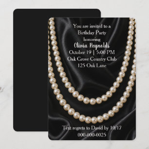 Invitation Collier de perles pour fête d'anniversaire sur soi