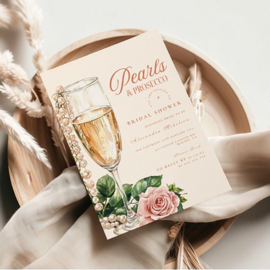 Invitation Collier de perles Rose Gold et Brunch de Mariage P