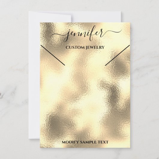 Invitation Collier Display Card Gold Jewelry Logo (Devant)