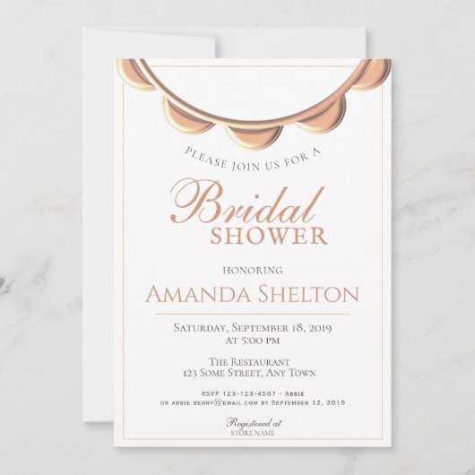 Invitation Collier Élégant de Pêche Mariage Blanc (Devant)