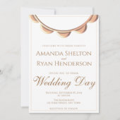 Invitation Collier Élégant de pêche Mariage Blanc (Devant)