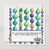 Invitation Colliers de Perles Colorés de Mardi Gras (Dos)