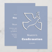 Invitation colombe blanche fond bleu Confirmation (Devant / Derrière)