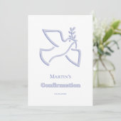 Invitation colombe bleue Confirmation  (Debout devant)