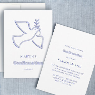 Invitation colombe bleue Confirmation 