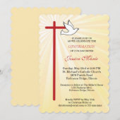 Invitation Colombe croisée coquille Saint-Jacques rayons doré (Devant / Derrière)