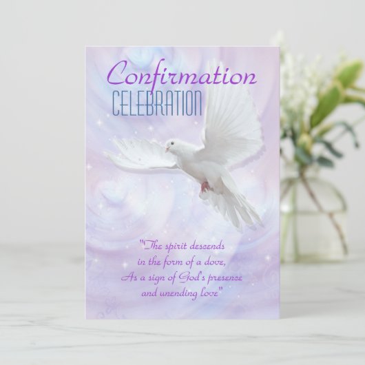 Invitation colombe de confirmation religieuse (Debout devant)