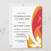 Invitation Colombe de feu rouge tendance Confirmation (Devant)