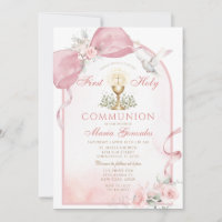 Colombe de l'Eucharistie avec un Nœud Rose pour la