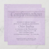 Invitation Colombe de Saint-Esprit de confirmation et lilas (Devant / Derrière)