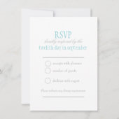 Invitation Colombe grise ruban bleu mariage formel RSVP (Dos)