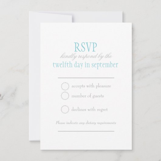 Invitation Colombe grise ruban bleu mariage formel RSVP (Dos)