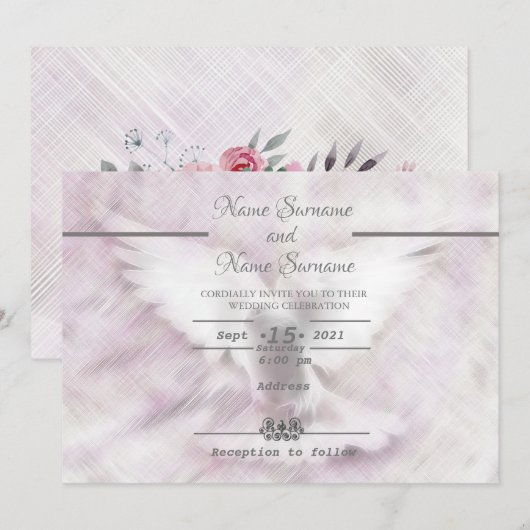 Invitation Colombe oiseau (Devant / Derrière)