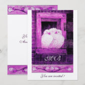 Invitation COLOMBES BLANCHES À LA FENÊTRE Monogramme, Blanc V (Devant / Derrière)