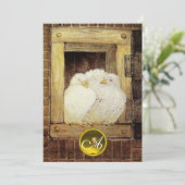 INVITATION COLOMBES BLANCHES À LA FENÊTRE, MONOGRAMME DE GEM (Debout devant)