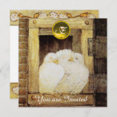 INVITATION COLOMBES BLANCHES DANS FÊTE DE MARIAGE JAUNE MARRO (Devant / Derrière)