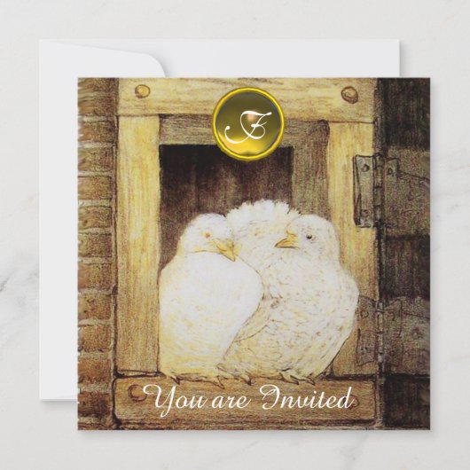 INVITATION COLOMBES BLANCHES DANS FÊTE DE MARIAGE JAUNE MARRO (Devant)