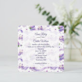 Invitation Colombes blanches de mariage avec lilas et rubans (Debout devant)